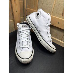 Converse Chuck Taylor All Star White Leather Hi Top Sneakers Men’s Size 8.5